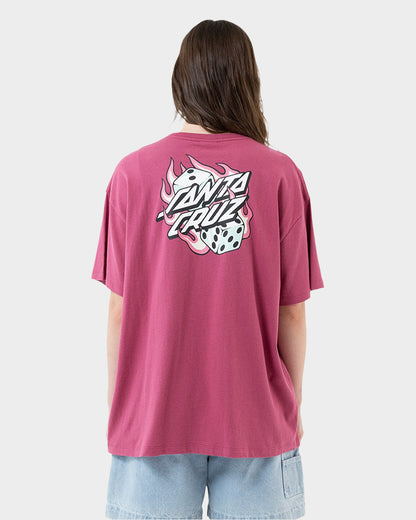 Flaming Dice Dot Flash Women's T-shirt Dusk Pink