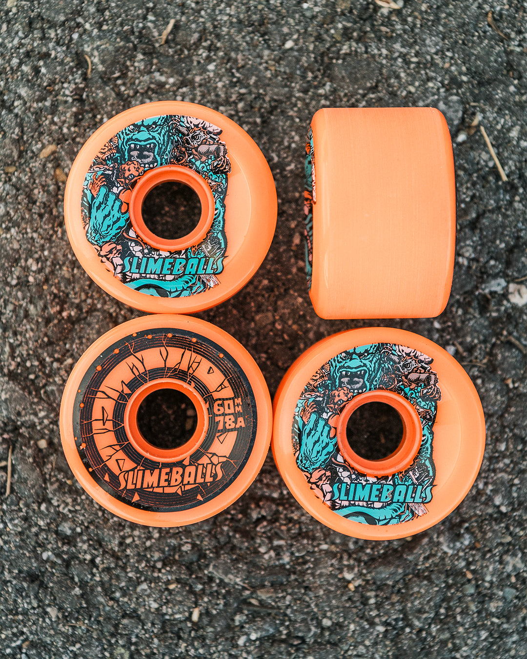 60mm Rob Roskopp Five Reissue OG Slime Pink 78a Skateboard Wheels Slime Balls
