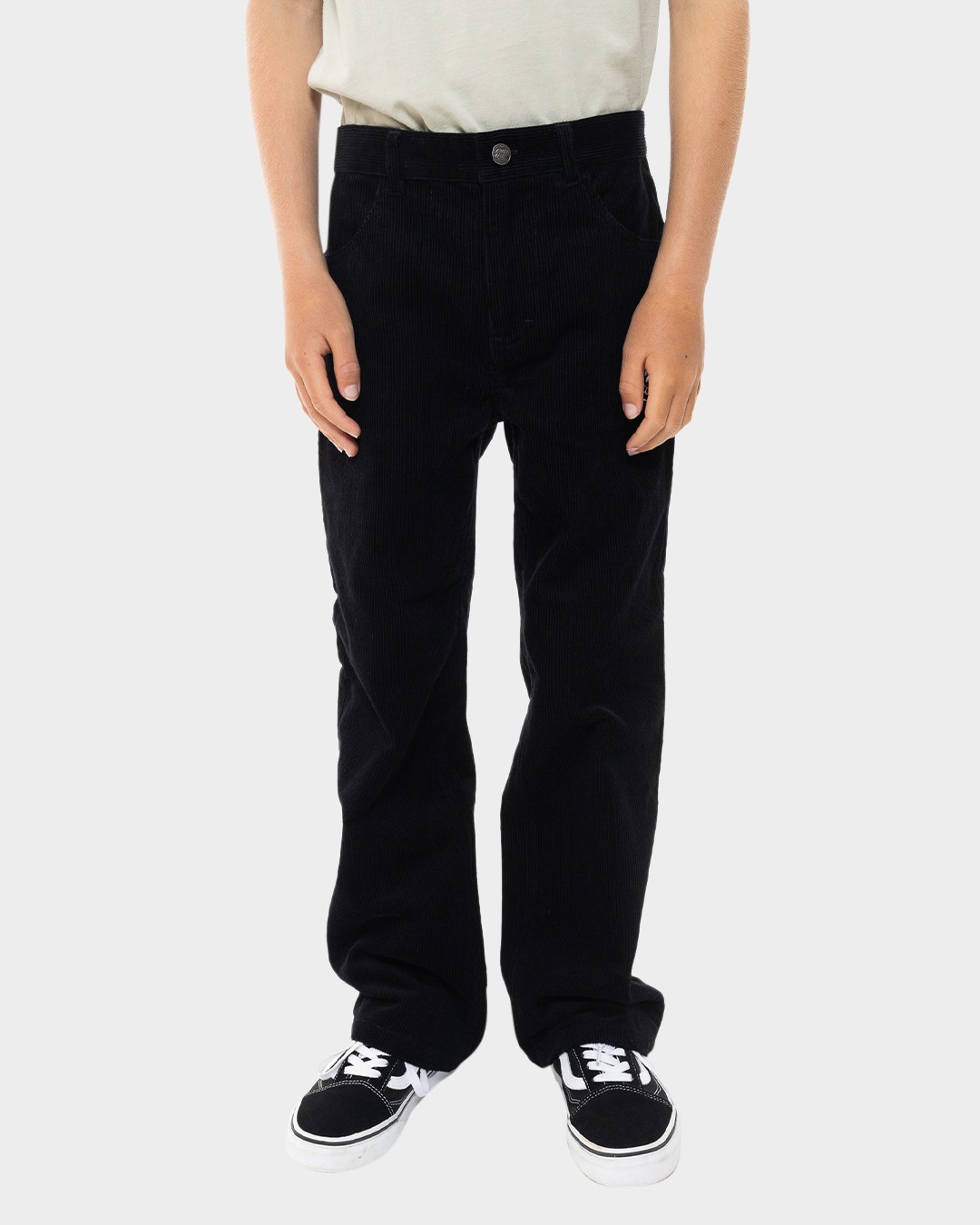 Route One Super Baggy Big Wale Cords  Black