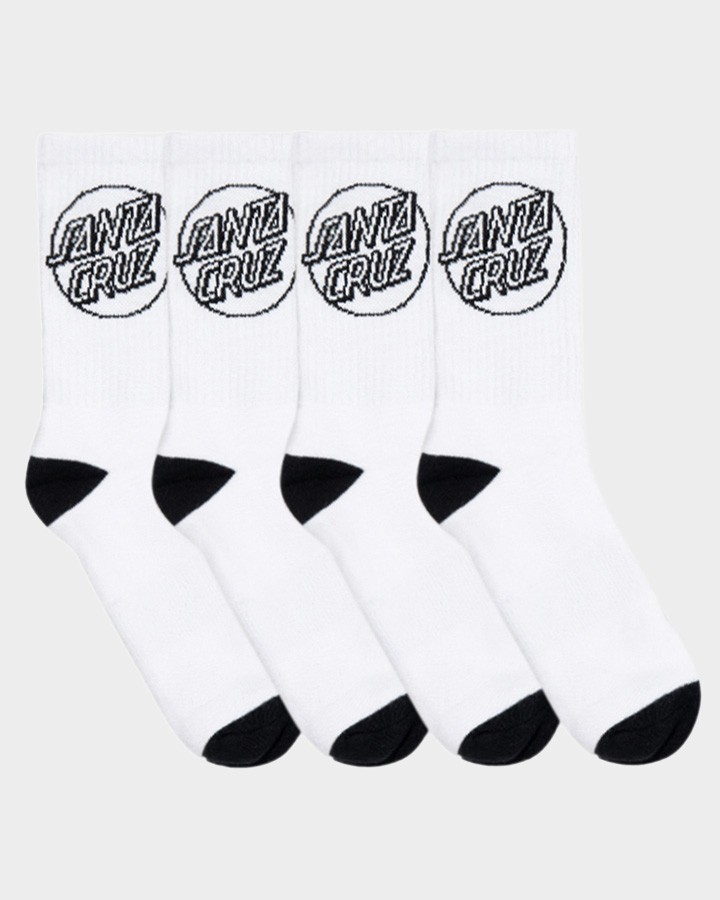 Opus Dot Santa Cruz Men's Crew Socks (4 Pack) - White